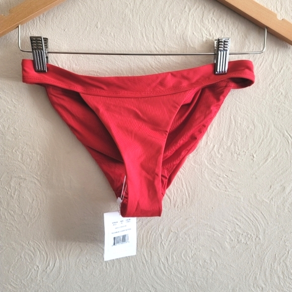 NWT Andie Swim, The Banded Cheeky Bikini Bottom, Cherry Red, Size‎ XS - Picture 4 of 8